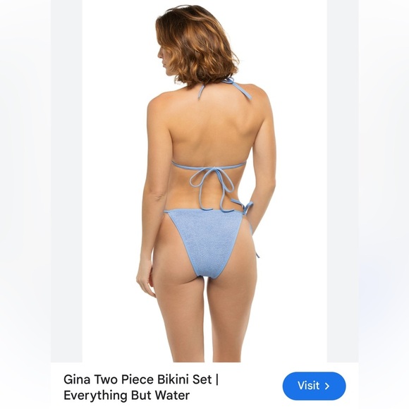 Hunza G Gina seersucker bikini bottoms in metallic denim - Picture 5 of 11